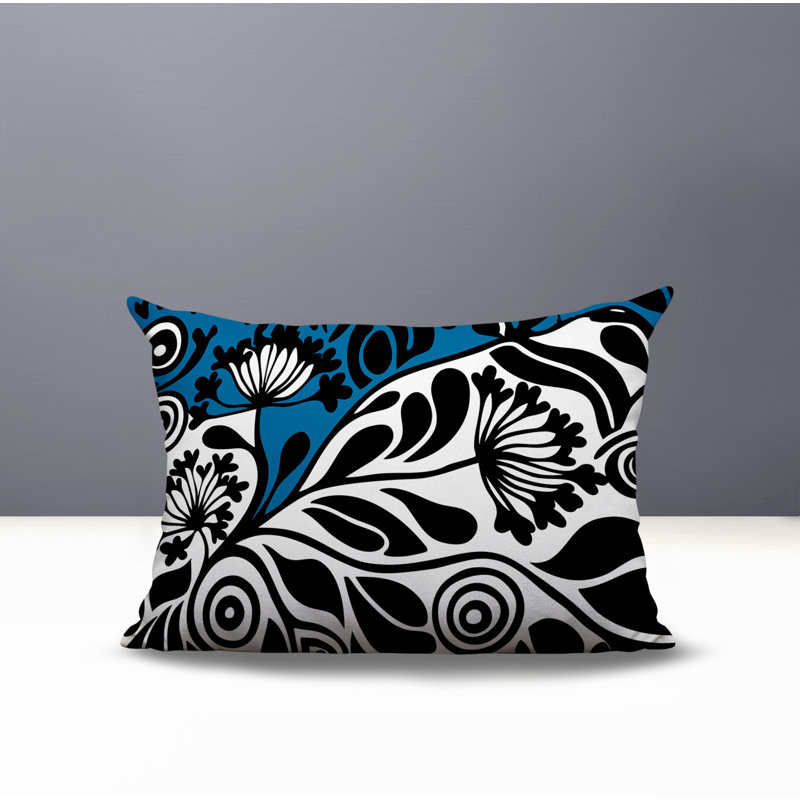 Oreiller rectangulaire réversible intérieur / extérieur Gina, Rectangle H 18 po x l 25 po, Turquoise