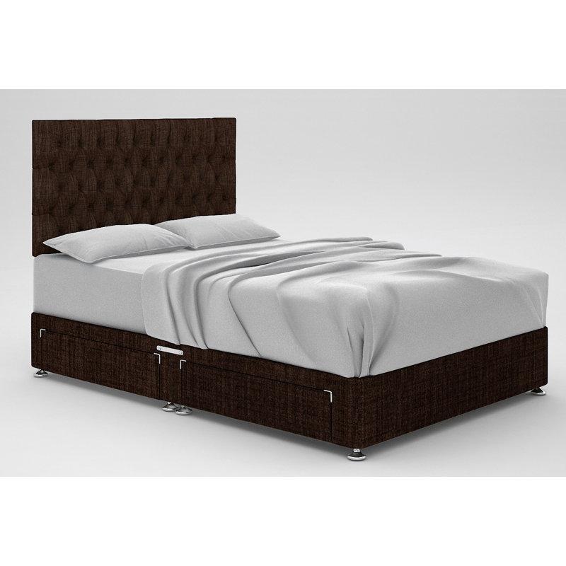 Zawacki Divan Bed Base, King (5'), 2 Drawers Same Side, Chocolate