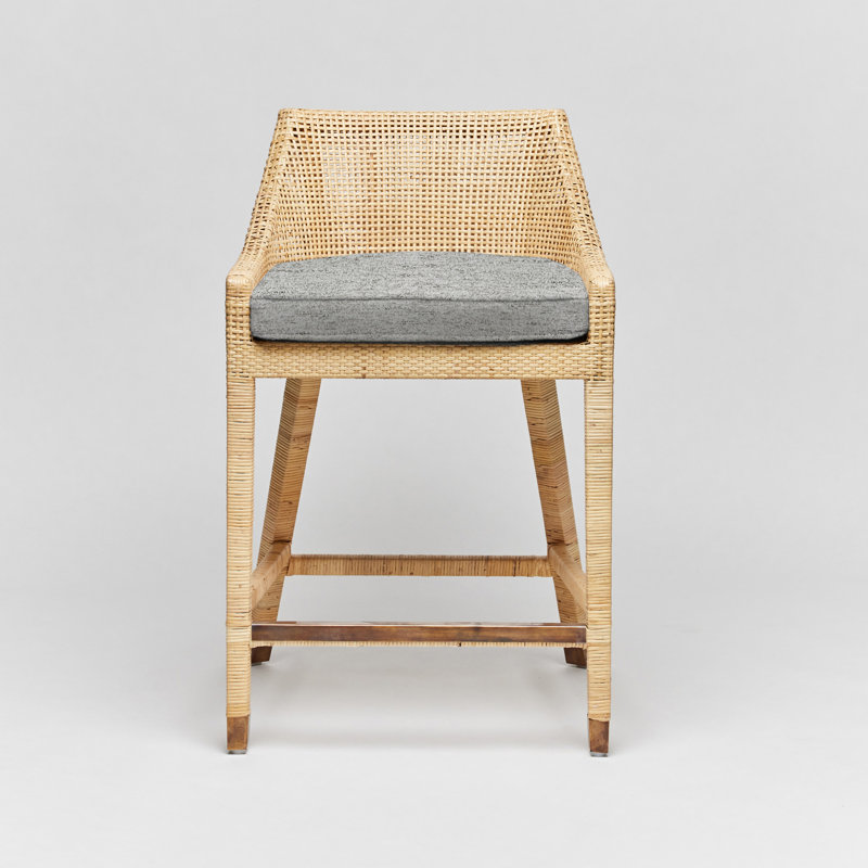 Tabouret de comptoir 26 po Boca, Cadre en jade / rotin naturel