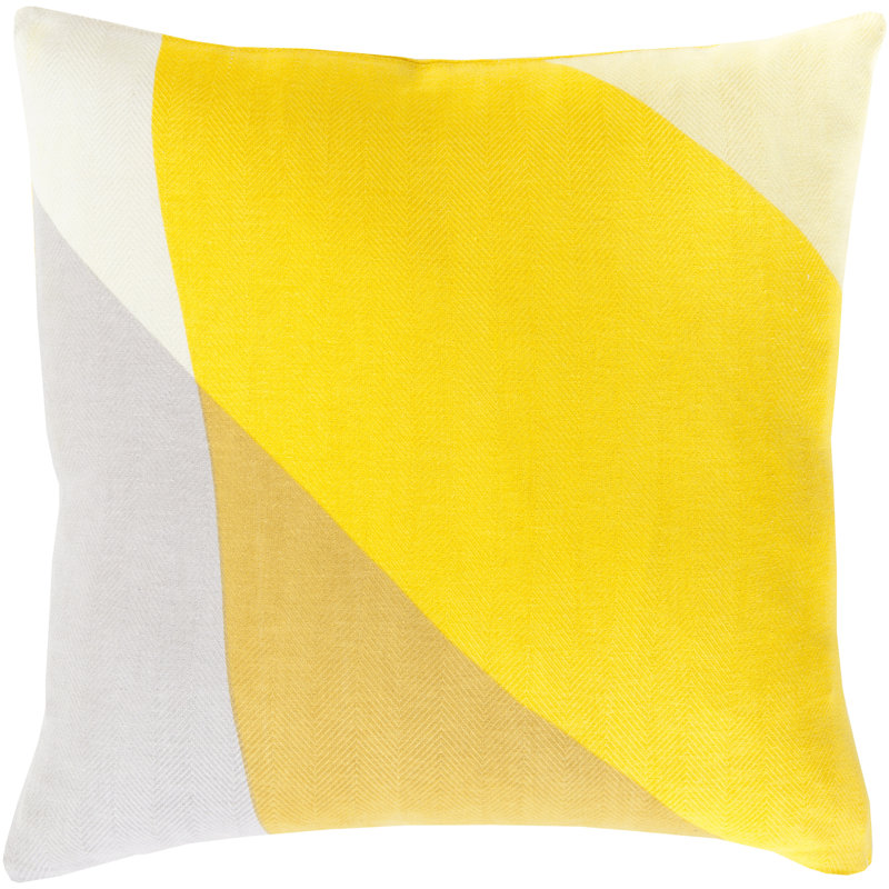  Cotton Geometric Pillow Cover & Insert, No Fill, 20" H x 20" W x 1" D, Yellow
