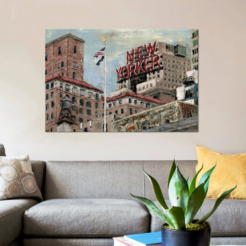 «New Yorker», reproduction sur toile, H 26 po x l 40 po x P 1,5 po, Toile tendue, Pas de tapis