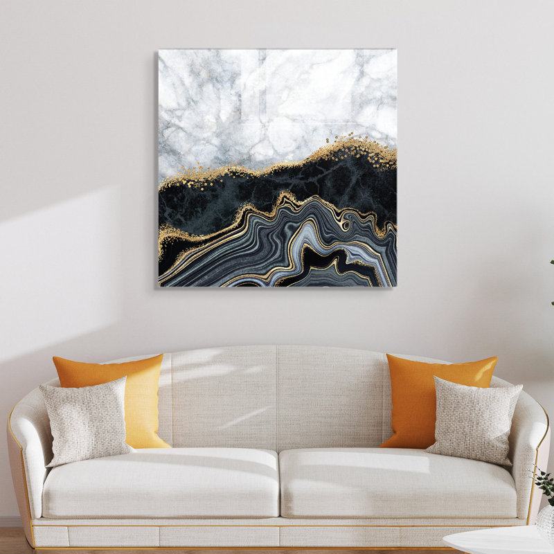 Élégante peinture décorative en verre trempé de 15,7 po x 15,7 po | 100% verre trempé, épaisseur: 0,16 pouce | Parfait pour la décoration intérieure, l'esthétique moderne et l'exposition d'art mural unique