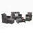 6 Piece Wicker Patio Furniture Sets with Ottoman and Tempered Glass Coffee Table-463673461