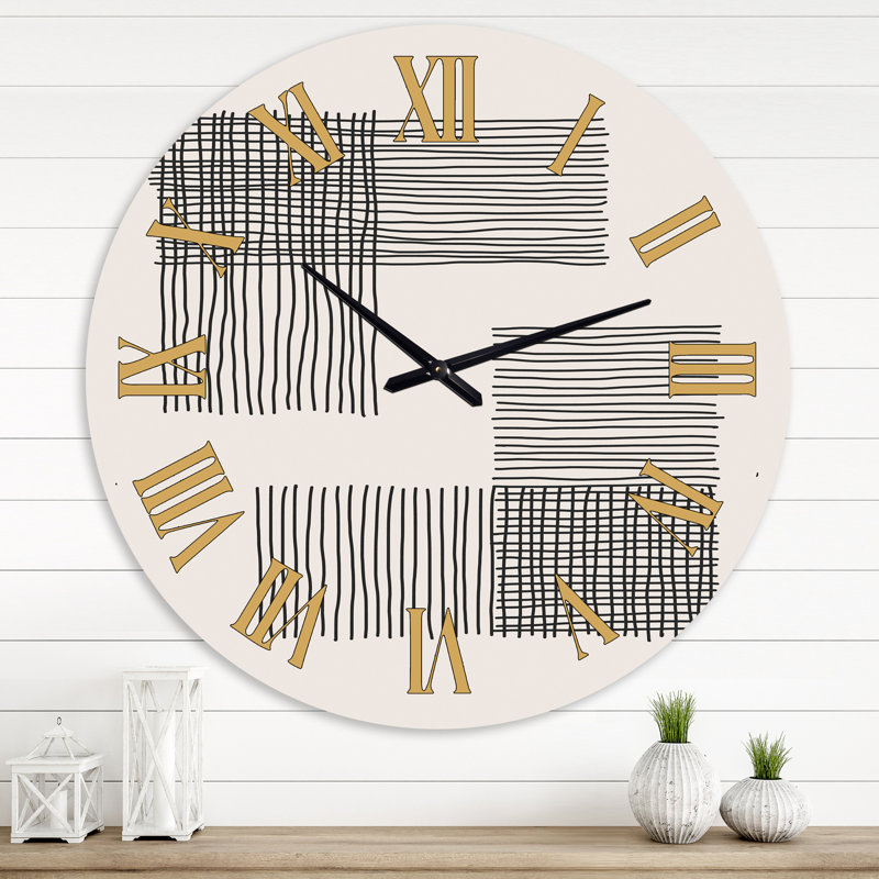 Minimal Compostions géométriques de formes élémentaires XXI - horloge murale moderne, Moyenne