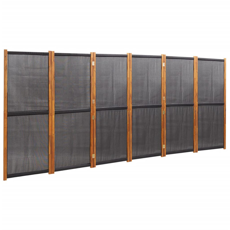 Metts 457.2cm H Solid Wood Folding Room Divider, Black, 180cm H x 420cm W, 6