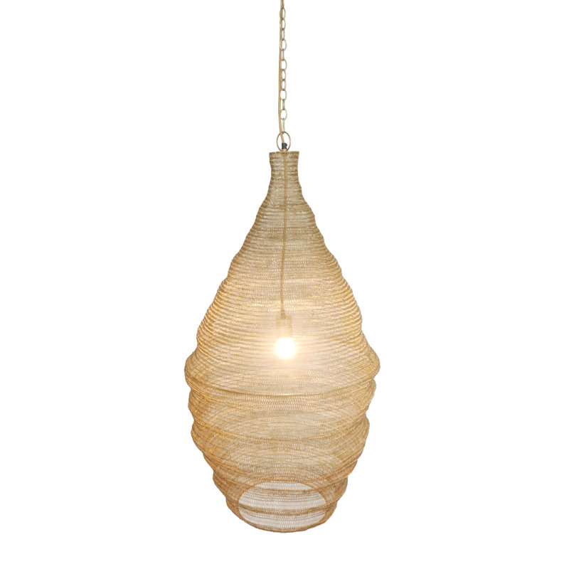 Luminaire suspendu panier 1 lumière Transitional, Doré, H 100 po x l 20 po x P 20 po