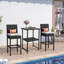 Table de bistro en osier pour patio avec pub et parasol-749866379