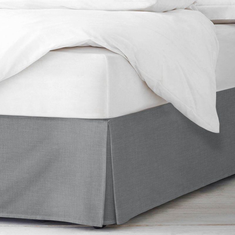 Shay Solid Gray Cotton Bedskirt, 18", Twin