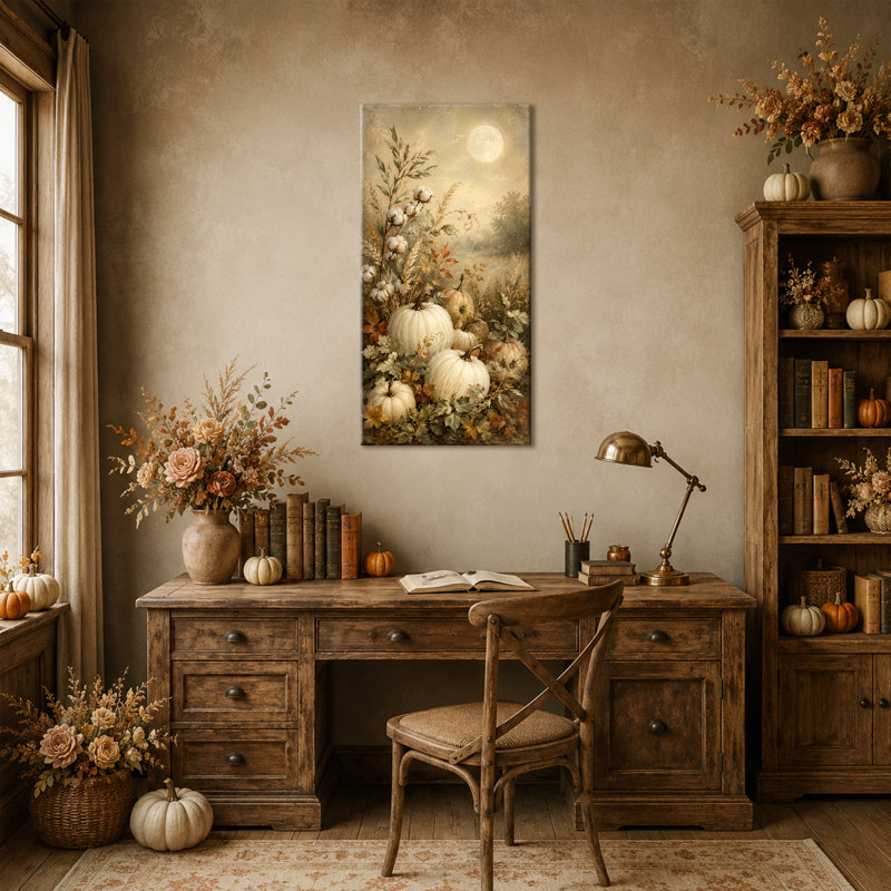  Art d'Halloween, toile de citrouille campagnarde rustique 12 po x 24 po, 12 x 24 pouces