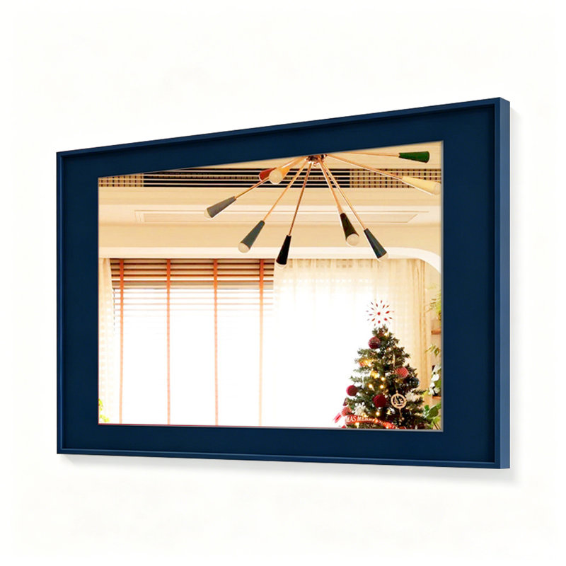 Rectangle Metal Wall Mirror, 19.69" H x 27.56" W, Blue