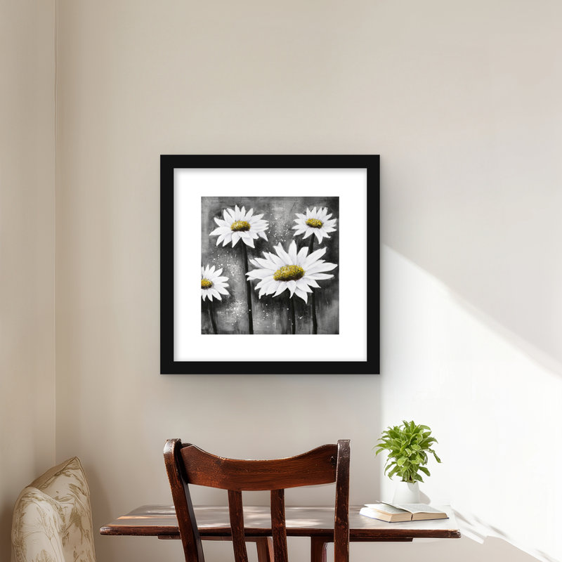 Daisies at Sun - imprimé floral encadré mat pour la décoration intérieure