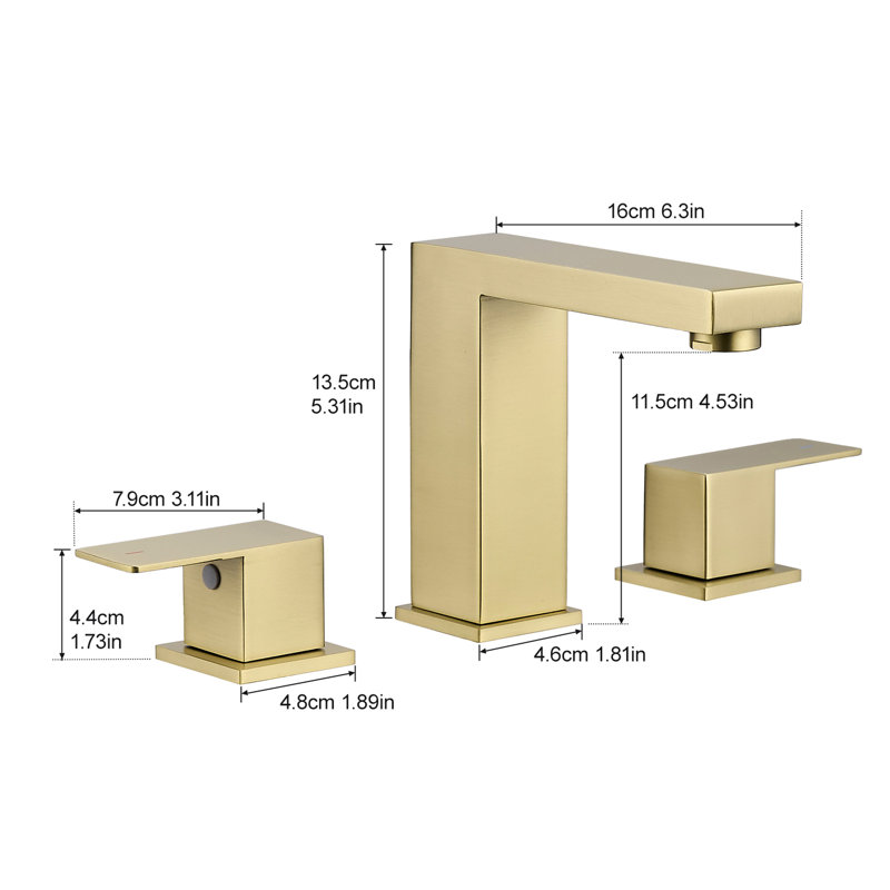 Robinet de lavabo de salle de bain espacé à 3 trous de 8 pouces, 2 poignées, fabrication en acier inoxydable, commande manuelle, robinet de mélangeur à forme géométrique pour lavabo, côté, valve à cartouche, forme,