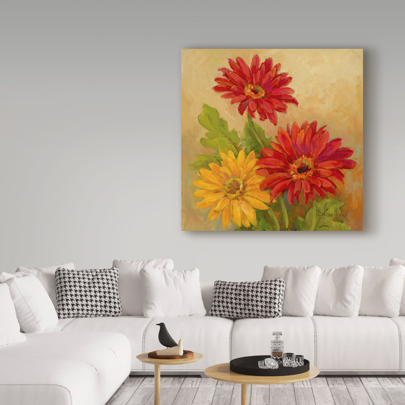 " Gerber Daisies " by Barbara Mock, 14" H x 14" W x 2" D