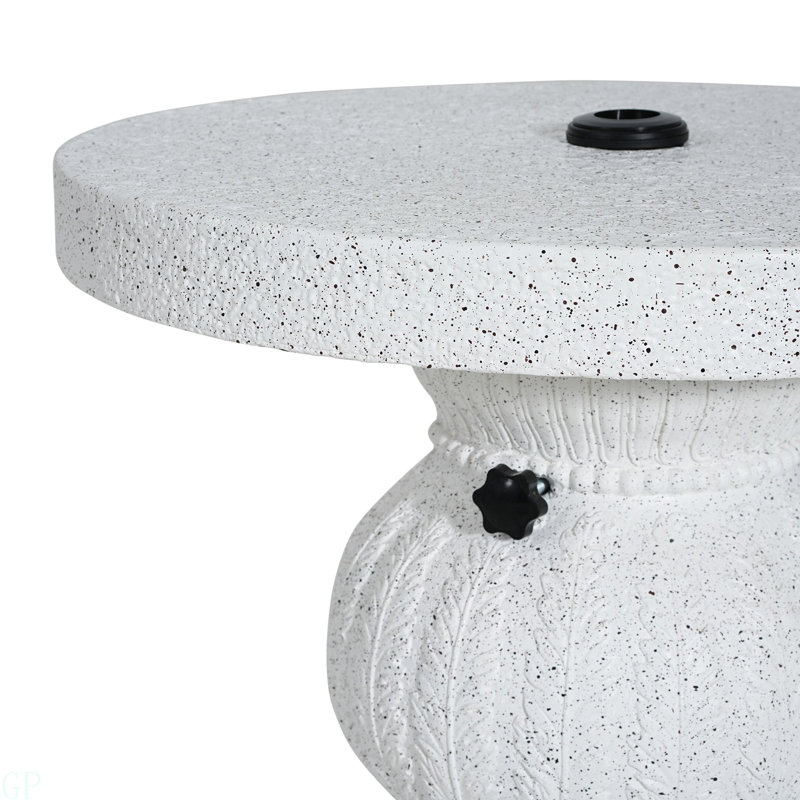 Pied de parasol pour table d'appoint d'extérieur Berra MGO avec système de remplissage de sable, marbre blanc