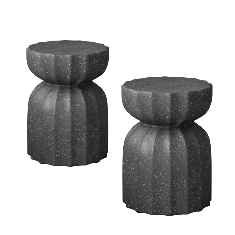 2 pièces, table basse et côté imperméables en ciment gris de 13 po pour le salon, conception à faible entretien, jardin de patio, installation facile