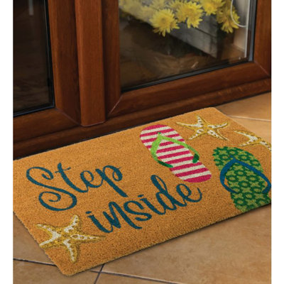 30x18 Natural Coir Fiber and PVC Non Slip Outdoor Doormat with Weather Resistant Textured Surface and Heavy Duty Backing