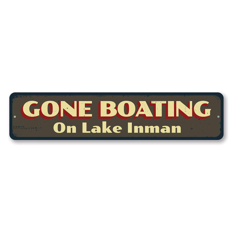Plaque en métal «Gone Boating», H 4 po x l 18 po x P 0,04 po