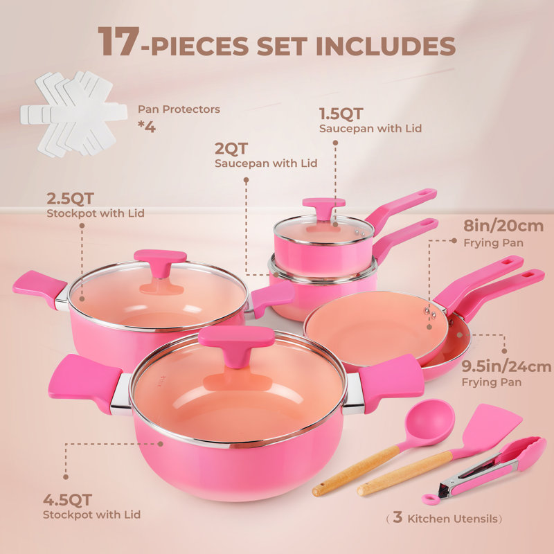 10 - Piece Non-Stick Aluminum Cookware Set, Cooper and Black