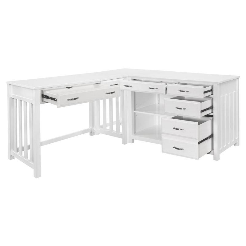 Bureau en coin 3 pièces Spady, Blanc