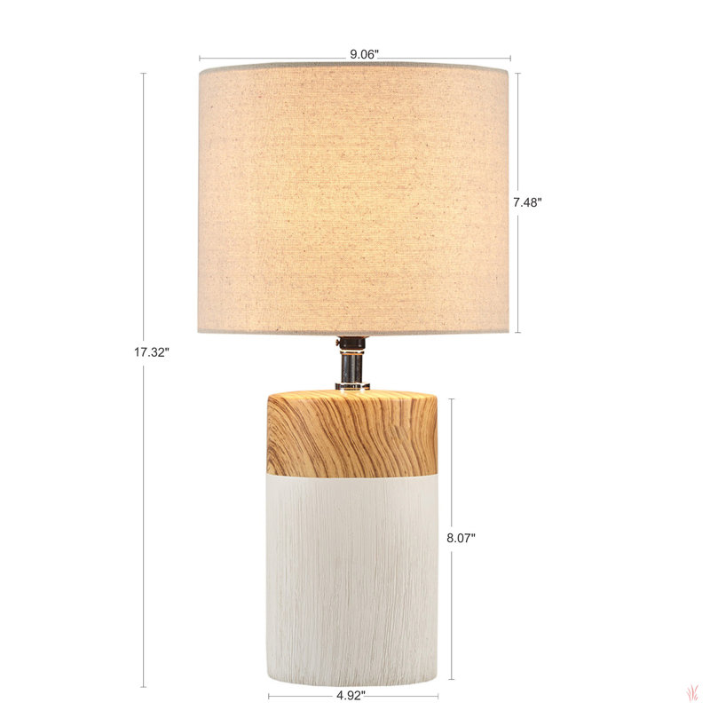 Lampe de table en céramique texturée, Blanc / Brun, Beige