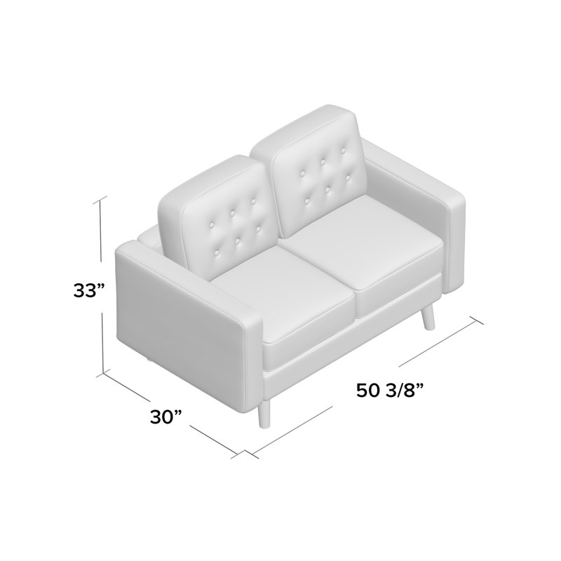 Kellerman 50.4'' Velvet Loveseat, Gray