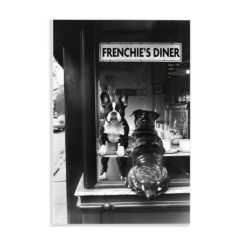 Plaque murale Frenchie's Diner, vue par Annabelle Hall, H 19 po x l 13 po