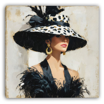 Feathered Brim Wrapped Canvas Wall Art