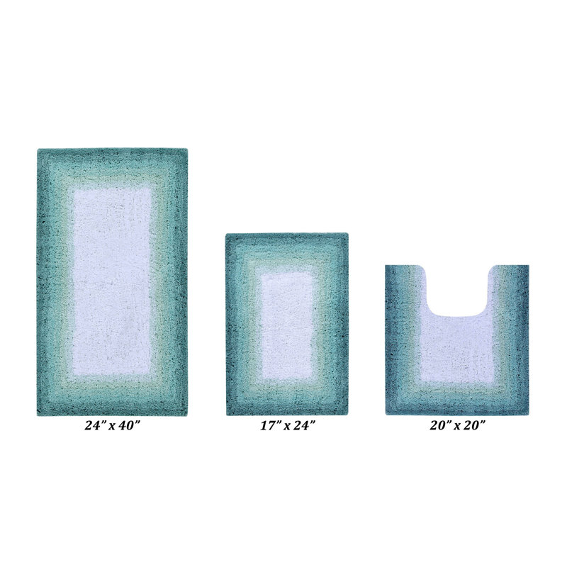 Ensemble de tapis pour salle de bain 100% coton 3 pièces Benine, 3 PC (17 po x 24 po | 20 po x 20 po | 24 po x 40 p