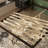 Rustic Acacia & Rubberwood Platform Bed Frame With Diamond Lattice Headboard, No Box Spring Required