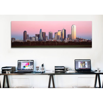 Reproduction de photo sur toile panoramique twilight dallas, texas