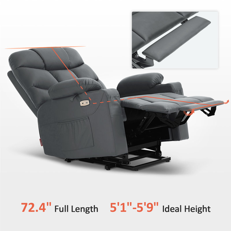 Adavia Regular Power Lift Recliner Chair, Faux Leather, Dark Gray