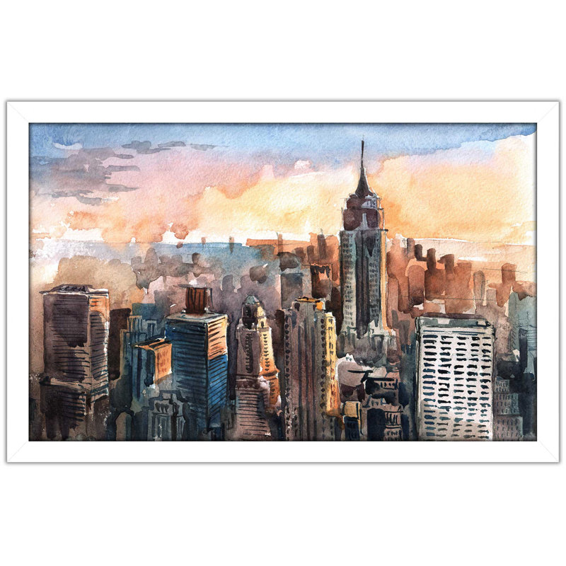«New York State of Mind», reproduction encadrée, H 21,5 po x l 27,5 po x P 0,75 po, Cadre blanc