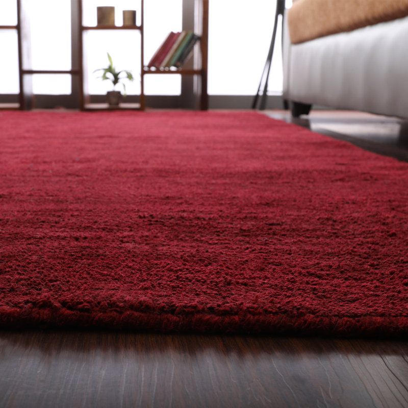 Erelina HAND KNOTTED LOOM SILK ECO-FRIENDLY AREA RUGS  - Dark Red Color | Solid Design | Area Rugs for living room, Bedroom