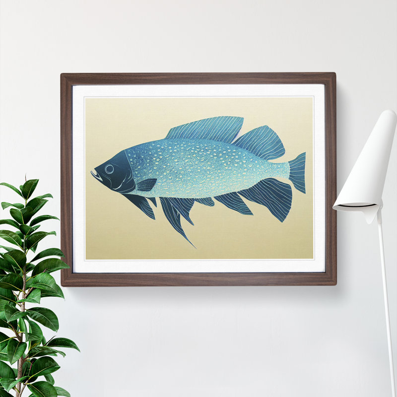 Showstopping Fish - Framed Print, 25cm H x 34cm W x 2cm D, Walnut