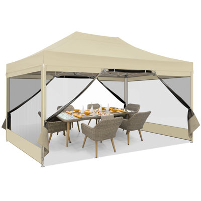 10'x15' Heavy Duty Canopy Tent, Pop up Gazebo with Netting Screened
