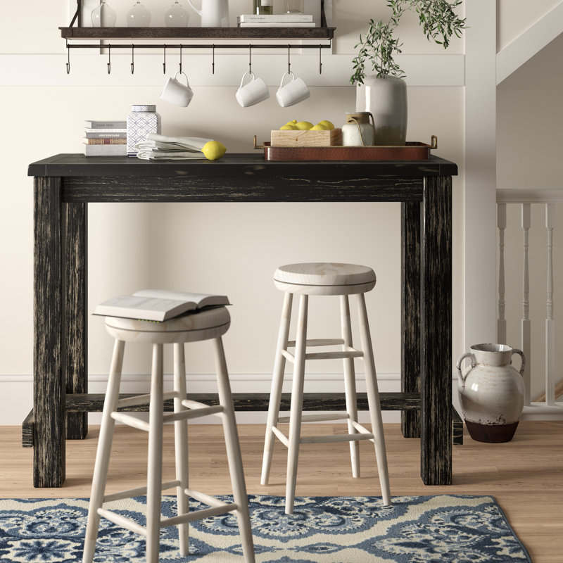 Adler Solid Wood Base Dining Table, 42"H, Black