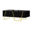 Table basse rectangulaire moderne ultrabrillante pour le salon avec rangement et base dorée
