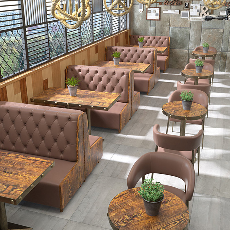 Banc revêtu de similicuir American Cafe, Café