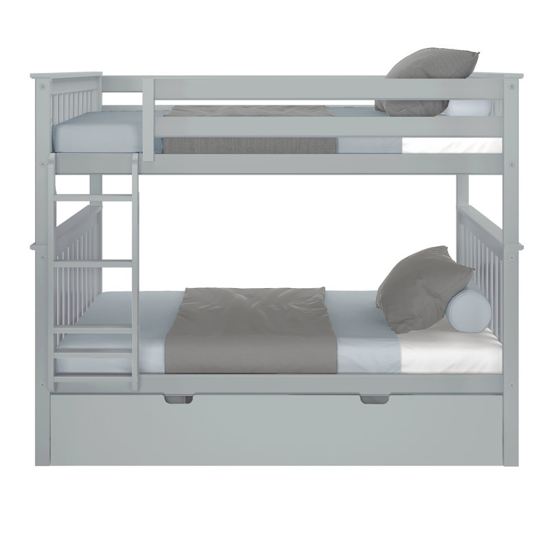 Bolles Kids Bunk Bed with Trundle, Full over Full, Gray