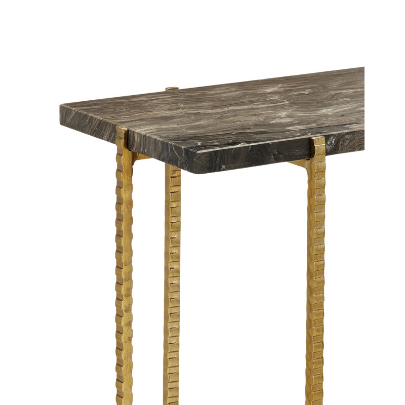 Flying Gold Marble Top End Table, 23.25" H x 22" W x 9.5" D