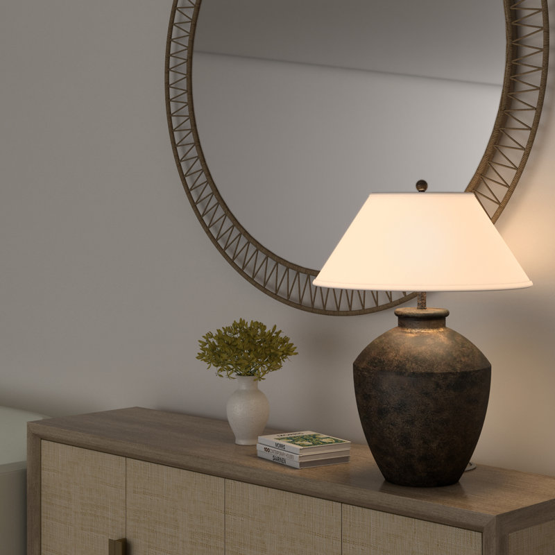 Terre cuite - lampe de table en résine 30,5 po - noir, finition bronze