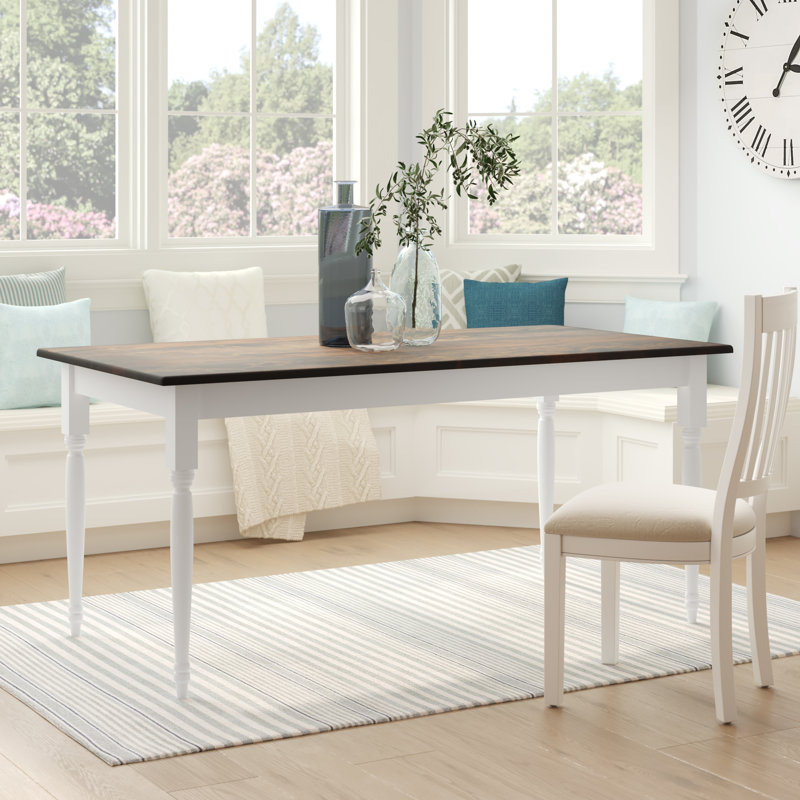 Auberta Pine Solid Wood Dining Table, 66" L x 34" W, Dark Walnut, White