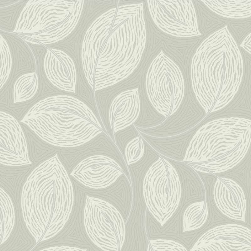 Contoured Leaves Floral Vinyl Wallpaper Roll, Green