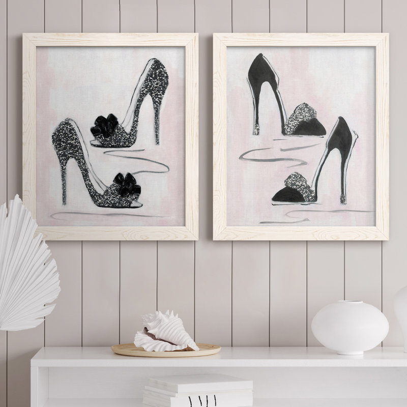 Shoes That Dazzle I - Ensemble de 2 reproductions d'art, H 20 po x l 17 po x P 1 po, Toile blanche encadrée, Pas de tapis