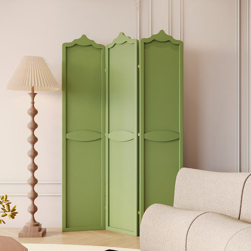 Paravent 3 panneaux en bois massif vert, H 78,74 po x l 47,24 po x P 1,97 po