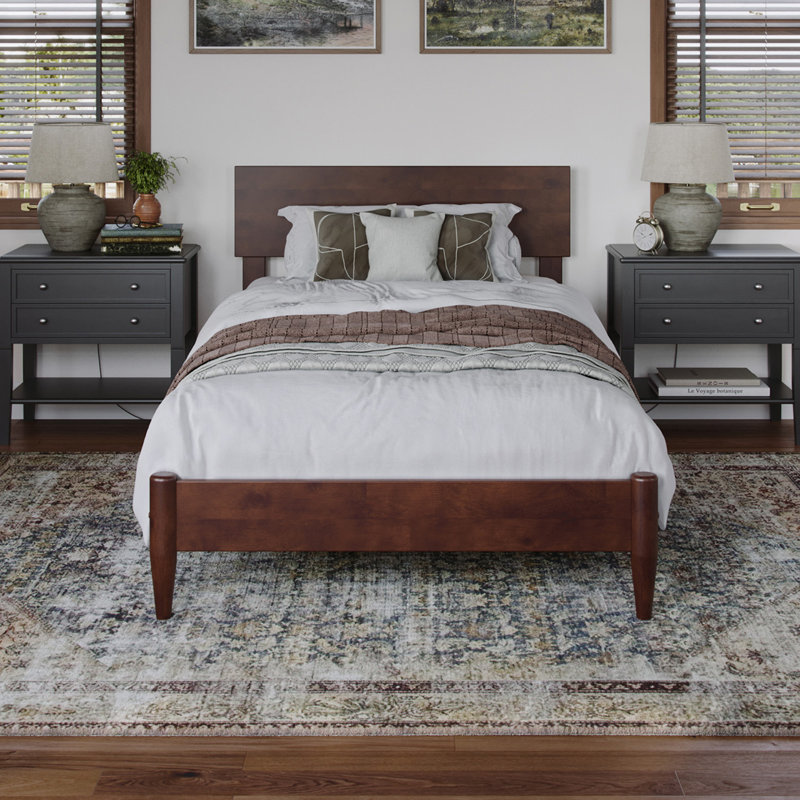 Amandaleigh Solid Wood Panel Bed, Twin XL, Walnut