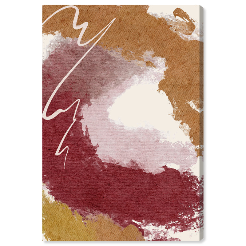 Burgundy and Cork Abstract Canvas Wall Art, 24" x 36"