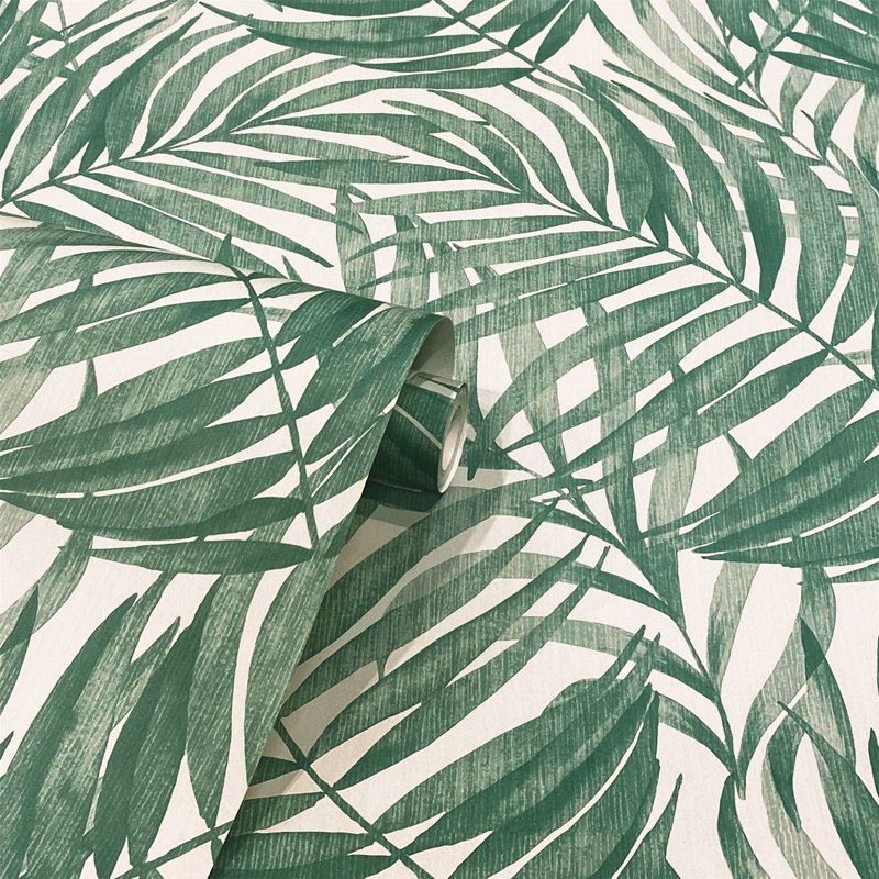 Tropical Palm Leaf Green Botanical Feature Wallpaper