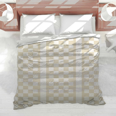 Beige Checkered Grid Comforter