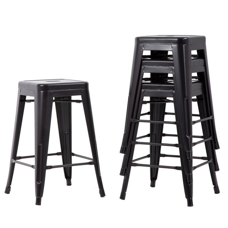 Tabouret de comptoir 24 po Cricklade, Noir, noir, noir, noir